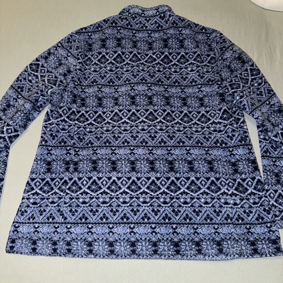 Basic Editions Sweater Women's XL Blue Nordic Pattern Long Sleeve Mock Full Zip - Picture 2 of 7